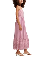 Lucky Brand Women's Cotton Cutwork Sleeveless Maxi Dress