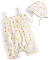 First Impressions Baby Girls Soft Citrus Printed Romper & Hat, 2 Piece Set, Created for Macy's