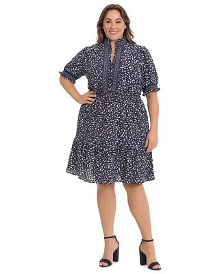 London Times Plus Size Printed Short-Sleeve Shift Dress