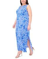 Msk Plus Size Three-Ring Printed Sleeveless Maxi Dress