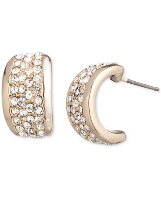 Givenchy Silver-Tone Small Pave Huggie Hoop Earrings, 0.54"