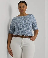 Lauren Ralph Plus Floral Boatneck Tee