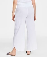 On 34th Women's Gauze Dolphin-Hem Ankle Pants