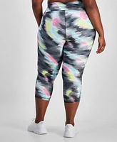 Id Ideology Plus Size Compression Shibori Wave Cropped Leggings, Created for Macy's