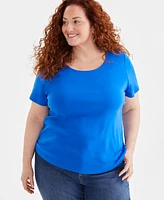 Style & Co Women's Cotton Short-Sleeve Scoop-Neck Top, Xs-4X, Created for Macy's