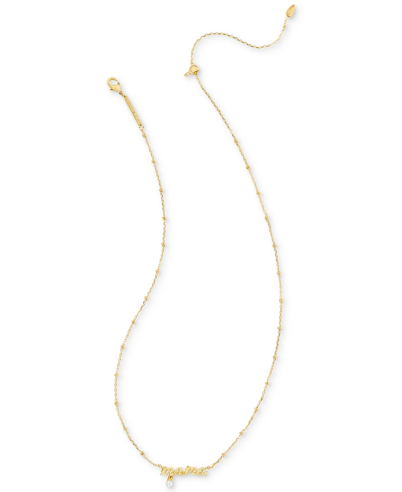 Kendra Scott 14k Gold-Plated Cultured Freshwater Pearl Mama Script 19" Adjustable Pendant Necklace