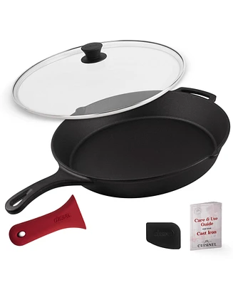 Cuisinel Cast Iron Skillet + Glass Lid + Pan