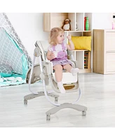 Slickblue Kids Folding Baby Dining High Chair with Adjustable Height and Recline-Grey