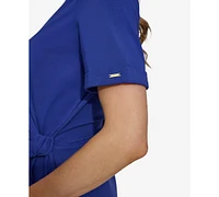 Dkny Women's Side-Tie Short-Sleeve Midi Dress