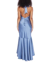 B Darlin Juniors' Halter-Neck Ruffle High-Low Gown