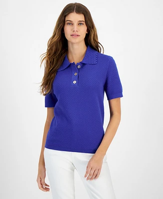 Tommy Hilfiger Women's Cotton Textured Polo Top