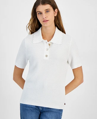 Tommy Hilfiger Women's Cotton Textured Polo Top