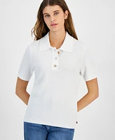 Tommy Hilfiger Women's Cotton Textured Polo Top