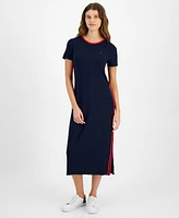 Tommy Hilfiger Women's Contrast-Stripe Ribbed Knit Midi Dress