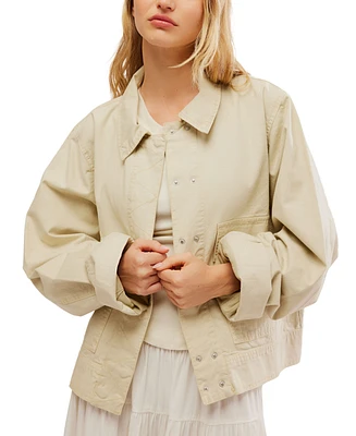 Free People Women's Suzy Snap Front Cotton Linen Jacket