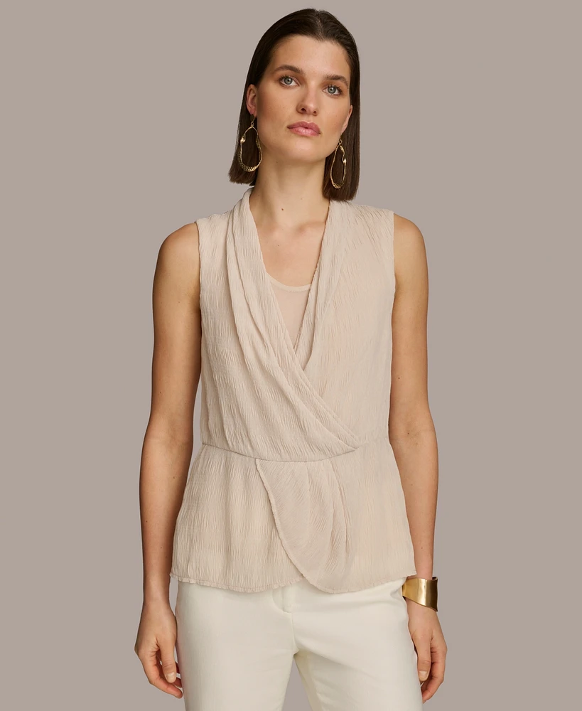 Donna Karan Women's Faux-Wrap Sleeveless Top