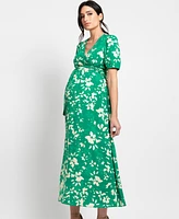 Seraphine Women's Maternity Midi Length Maternity-To-Nursing Wrap Dress