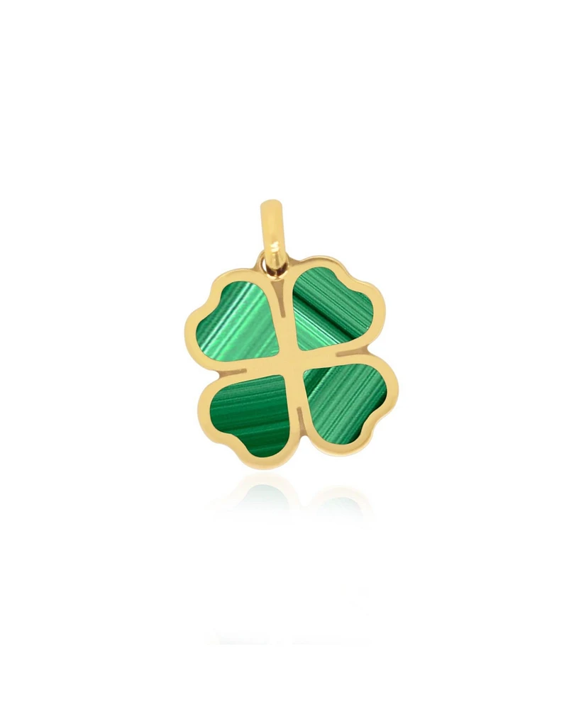 The Lovery Malachite Lucky Clover Charm 14K Gold