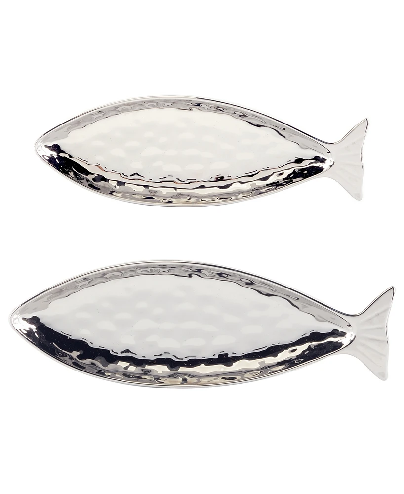 Certified International Silver Coast 3-d 2Pc Fish Platter Set