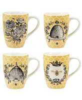 Certified International French Bees Set of 4 Mugs