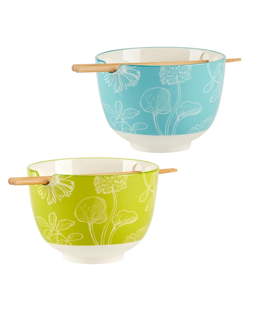 Certified International Botanical Set of 2 Ramen Bowls, 2 Asst