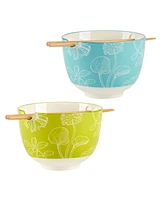 Certified International Botanical Set of 2 Ramen Bowls, 2 Asst