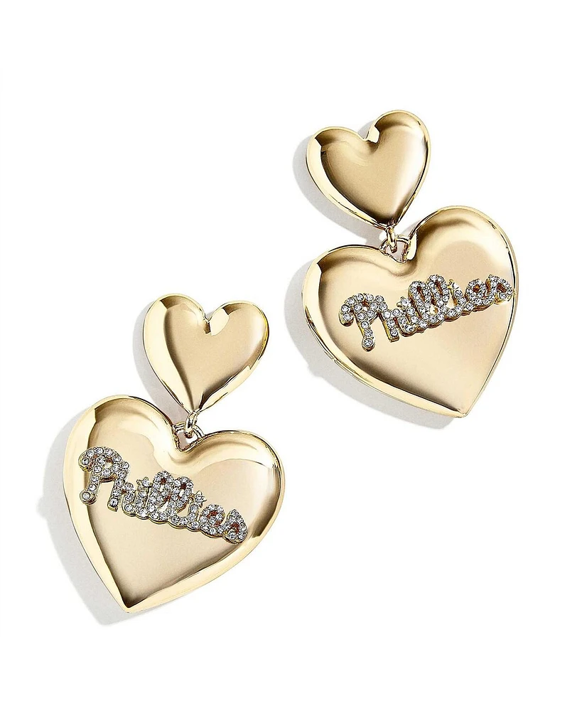 Women's Wear by Erin Andrews x Baublebar Philadelphia Phillies Heart Statement Drop Earrings - Gold