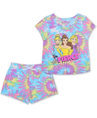 Little Girls Disney Princess Tie-Dye T-shirt and Shorts Set