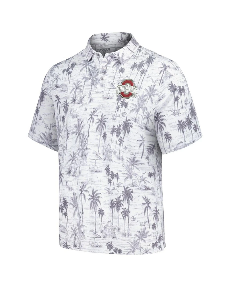 Men's Tommy Bahama Gray Ohio State Buckeyes Sport Cabana Shores IslandZone Tri-Blend Polo