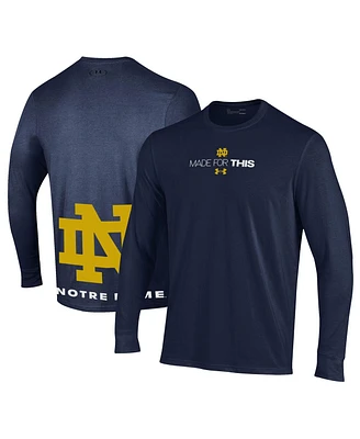 Men's and Women's Under Armour Navy Notre Dame Fighting Irish 2024 On-Court Bench Unity Performance Long Sleeve T-shirt