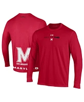 Men's and Women's Under Armour Red Maryland Terrapins 2024 On-Court Bench Unity Performance Long Sleeve T-shirt