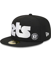 Men's New Era Black Brooklyn Nets Checkerboard Uv 59FIFTY Fitted Hat