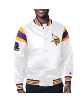 Men's Starter White Minnesota Vikings Satin Full-Snap Varsity Jacket