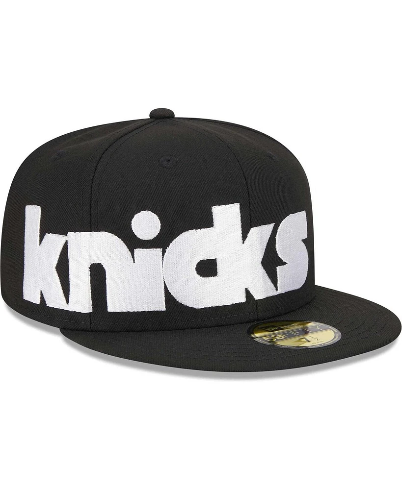 Men's New Era Black New York Knicks Checkerboard Uv 59FIFTY Fitted Hat