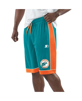 Men's Starter Aqua, Orange Distressed Miami Dolphins Vintage-Like Fan Favorite Shorts