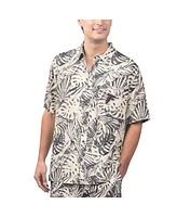 Men's Margaritaville Tan Atlanta Falcons Sand Washed Monstera Print Party Button-Up Shirt