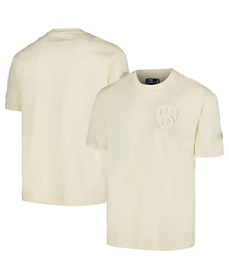 Men's Pro Standard Cream Milwaukee Brewers Neutral Cj Dropped Shoulders T-shirt