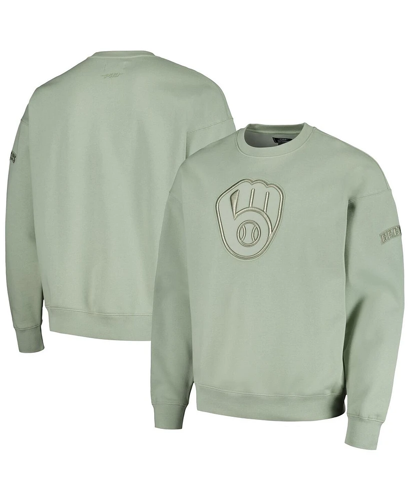 Men's Pro Standard Green Milwaukee Brewers Neutral Drop Shoulder Pullover Sweatshirt