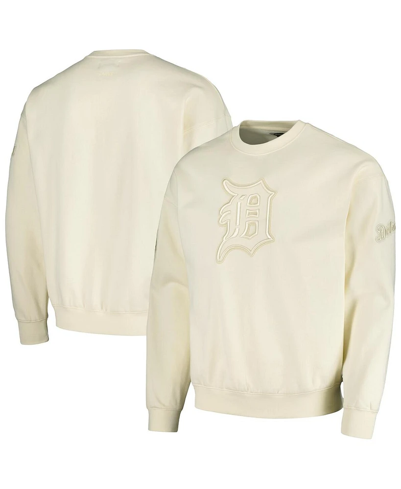 Men's Pro Standard Cream Detroit Tigers Neutral Drop Shoulder Pullover Sweatshirt
