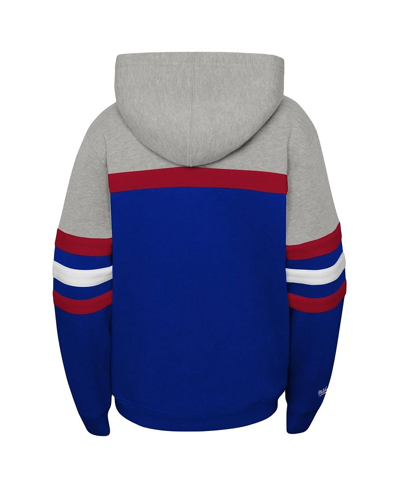 Big Boys Mitchell & Ness Blue New York Rangers Head Coach Pullover Hoodie