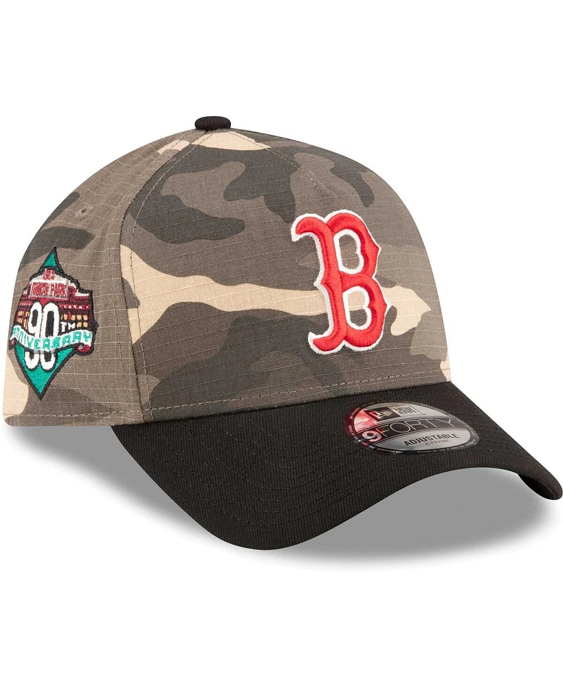 Men's New Era Boston Red Sox Camo Crown A-Frame 9FORTY Adjustable Hat