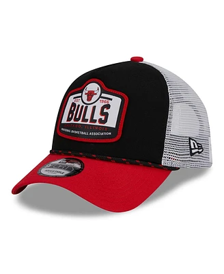 Men's New Era Black, Red Chicago Bulls A-Frame 9FORTY Trucker Hat
