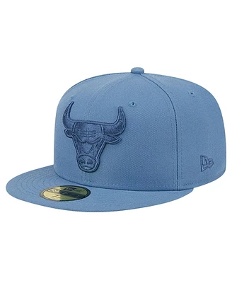 Men's New Era Blue Distressed Chicago Bulls Color Pack Faded Tonal 59FIFTY Fitted Hat
