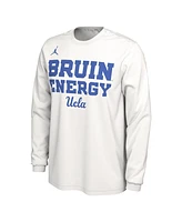 Men's and Women's Jordan White Ucla Bruins 2024 On-Court Bench Energy Long Sleeve T-shirt