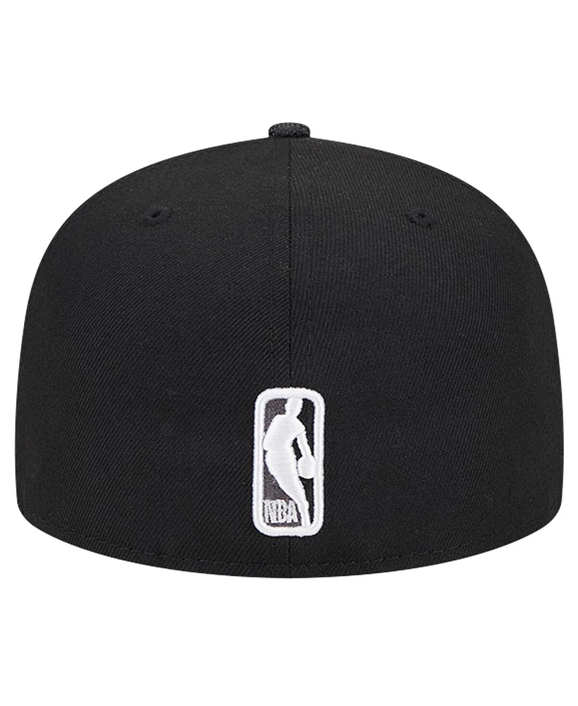 Men's New Era Black Brooklyn Nets Active Satin Visor 59FIFTY Fitted Hat