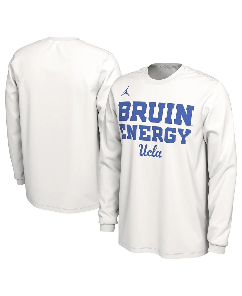 Men's and Women's Jordan White Ucla Bruins 2024 On-Court Bench Energy Long Sleeve T-shirt