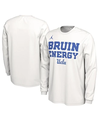 Men's and Women's Jordan White Ucla Bruins 2024 On-Court Bench Energy Long Sleeve T-shirt