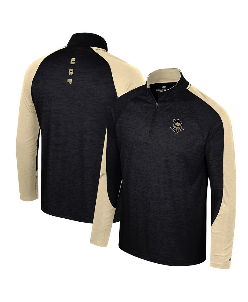 Men's Colosseum Black Ucf Knights Langmore Raglan Quarter-Zip Top