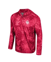 Men's Colosseum Crimson Oklahoma Sooners Palms Printed Lightweight Quarter-Zip Hooded Top