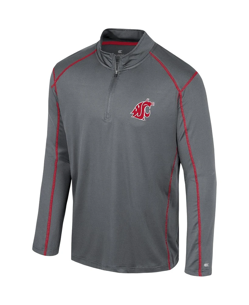 Men's Colosseum Black Washington State Cougars Cameron Quarter-Zip Windshirt